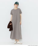 [Light Embossed] A-Line Short Sleeve Maxi Dress