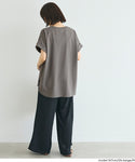[Light Embossed] Roll-Up Sleeve Oversized Top