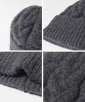 Cap Knit Kabel Campuran Bulu