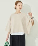 Mini French Terry Short-Sleeve Dolman Cropped Top