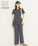 [Light Embossed] Light Peplum All-In-One