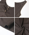 [EAZY TEX] Sleeveless Ribbed Button Dress