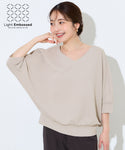 [Light Embossed] V-Neck Dolman T-Shirt