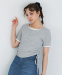 サイドギャザーレイヤードTシャツ