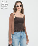 [Out Bra] Velour Shirred Camisole