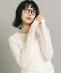 Sheer Ribbed Long-Sleeved Crew Neck Top
