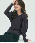 Dolman V Neck Knit Ladies V Neck Dolman袖長袖長袖長袖彈性針織羊絨Touch Momonga簡單郵件服務23AW