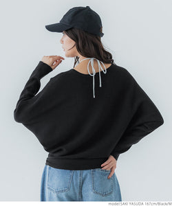 Dolman V Neck Knit Ladies V Neck Dolman袖長袖長袖長袖彈性針織羊絨Touch Momonga簡單郵件服務23AW