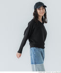 Dolman V Neck Knit Ladies V Neck Dolman袖長袖長袖長袖彈性針織羊絨Touch Momonga簡單郵件服務23AW