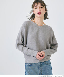 Dolman V Neck Knit Ladies V Neck Dolman袖長袖長袖長袖彈性針織羊絨Touch Momonga簡單郵件服務23AW