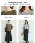 Leher Boat Knit Ribbed Top