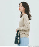 [Markdown] Pearl sleeve embellished v neck knit top