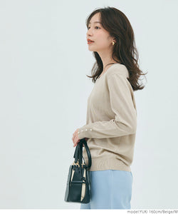 [Markdown] Pearl sleeve embellished v neck knit top