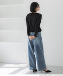 [Markdown] Pearl sleeve embellished v neck knit top