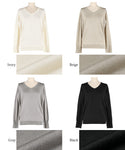 [Markdown] Pearl sleeve embellished v neck knit top