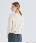 [Markdown] Pearl sleeve embellished v neck knit top