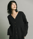V-Neck Gold Button Peplum Cardigan