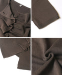 Front-Gathered Short-Sleeved Knit Top