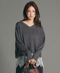 Lace-Paneled Knit Top